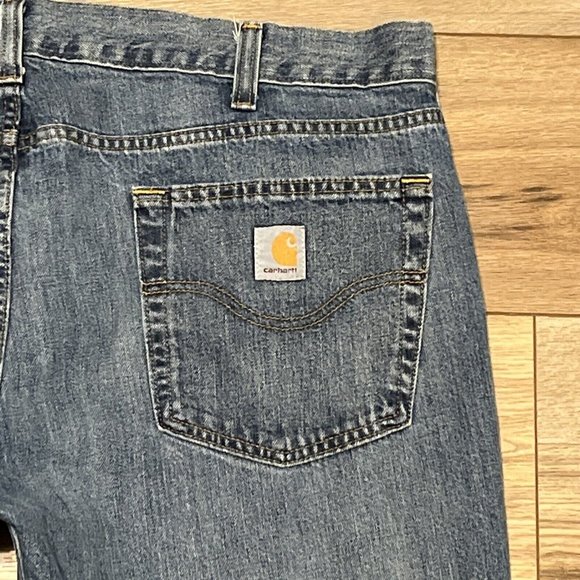 Men's Carhartt Relaxed Fit Straight Denim Jeans SZ 42/30 Blue Cotton B320-990 - Picture 12 of 12